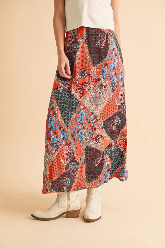 Aemi + Co Printed Maxi Skirt - Stylemaxs