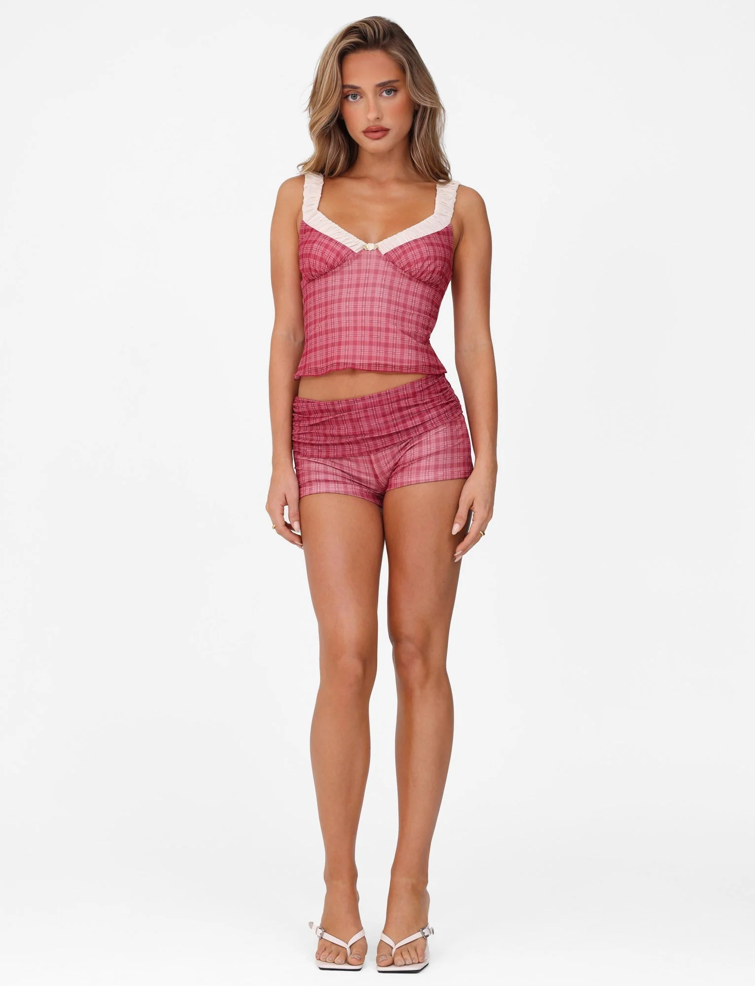 AMARAN SHORT - RED : RED CHECK - Stylemaxs