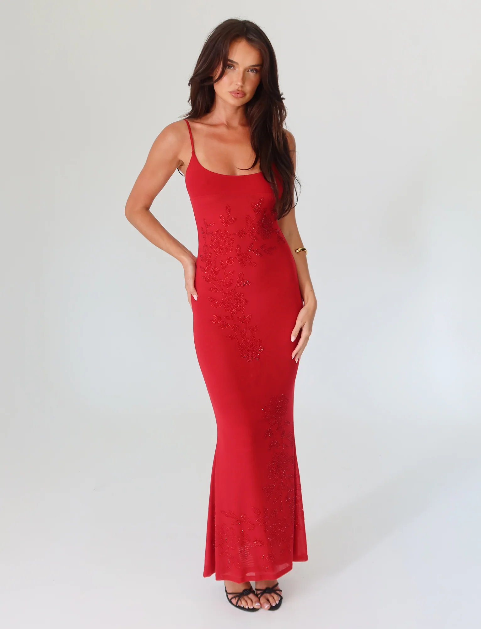 OCTAVIA MAXI DRESS - RED : CHERRY RED - Stylemaxs
