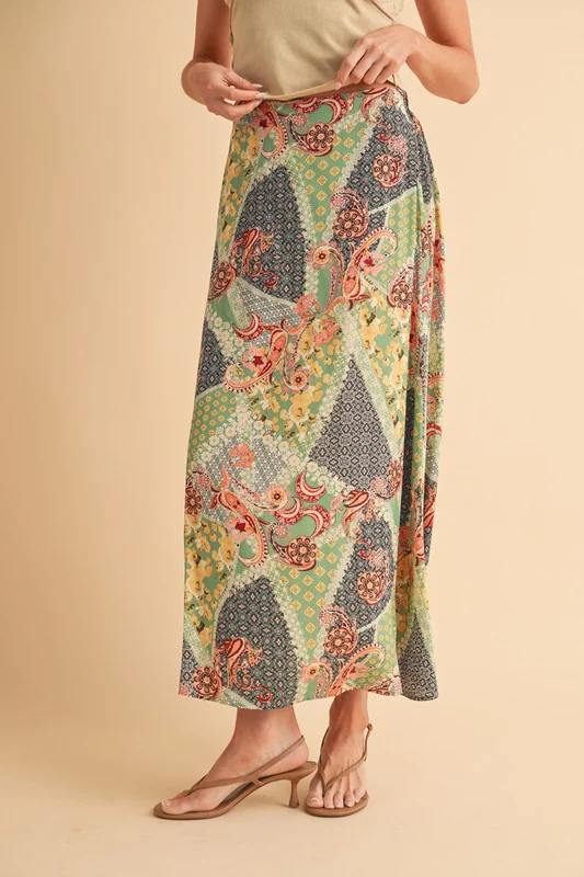 Aemi + Co Printed Maxi Skirt - Stylemaxs