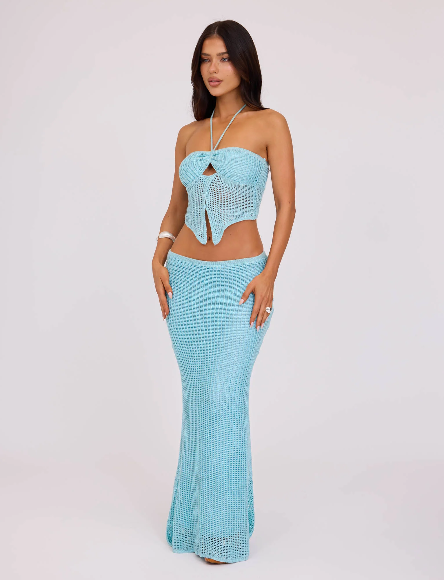 SHAH SKIRT - BLUE : PALE BLUE : PASTEL BLUE - Stylemaxs