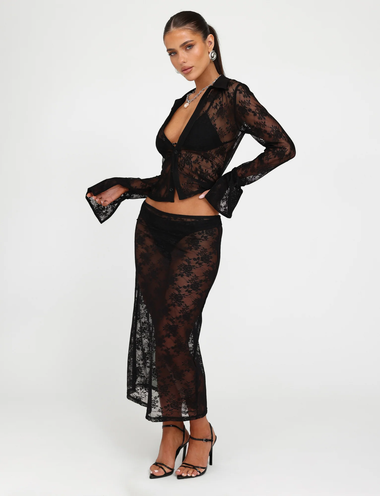 MIRABEL SKIRT - BLACK : BLACK LACE - Stylemaxs