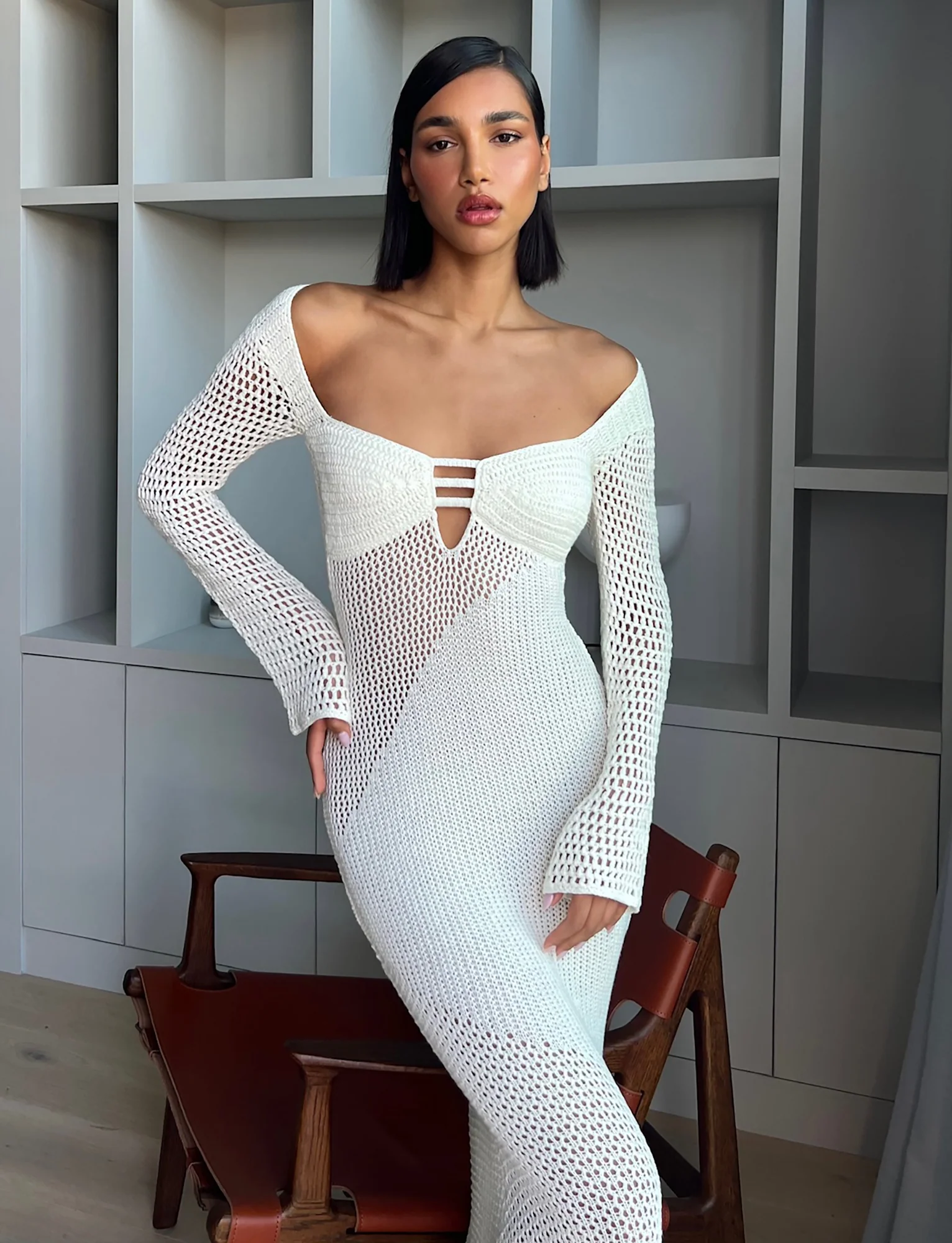 MACAULEY DRESS - WHITE : CREAM - Stylemaxs