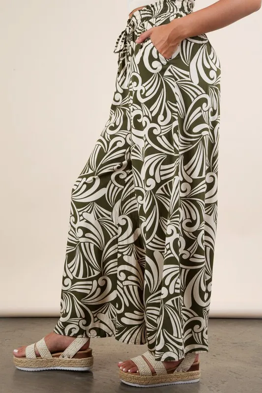 VERY J Printed Wide Leg Pants - Stylemaxs