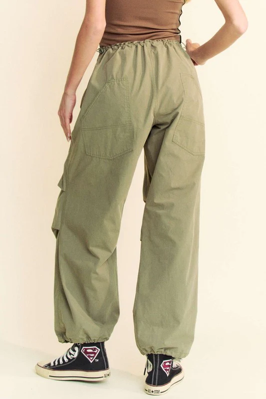 Davi & Dani Drawstring Baggy Pants with Pockets - Stylemaxs