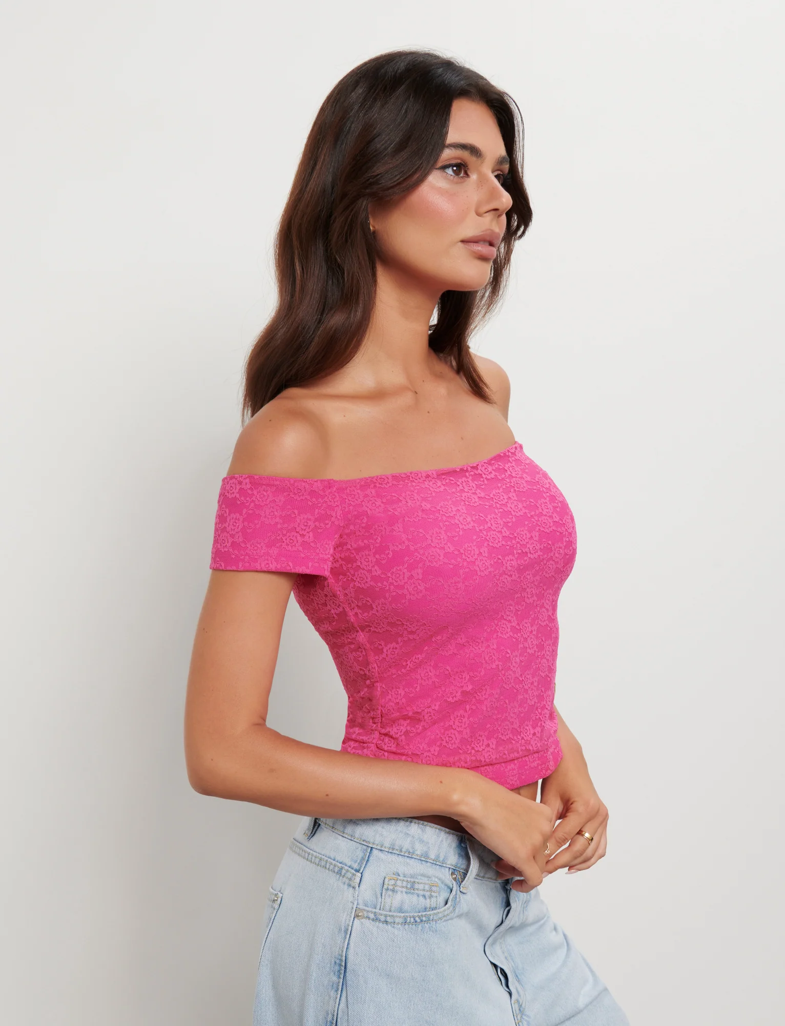 CAIDEN TOP - PINK : HOT PINK : HOT PINK LACE - Stylemaxs